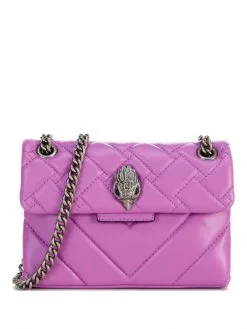 KURT GEIGER ΔΕΡΜΑΤΙΝΗ ΤΣΑΝΤΑ ΩΜΟΥ MINI KENSINGTON Μωβ