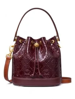 TORY BURCH ΤΣΑΝΤΑ ΩΜΟΥ ΜΕ ΜΟΝΟΓΡΑΜΜΑ Μπορντό