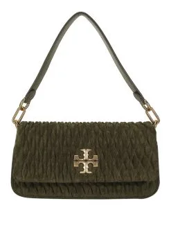 TORY BURCH SUEDE ΤΣΑΝΤΑ ΩΜΟΥ Λαδί