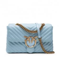 PINKO ΔΕΡΜΑΤΙΝΗ ΤΣΑΝΤΑ ΩΜΟΥ LOVE LADY PUFF Γαλάζιο -ΓΥΝΑΙΚΕΙΕΣ ΤΣΑΝΤΕΣ Κατάστημα πωλήσεων 01 170