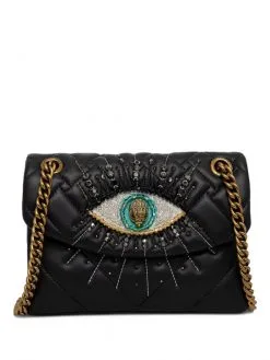 KURT GEIGER ΔΕΡΜΑΤΙΝΗ ΣΤΑΥΡΩΤΗ ΤΣΑΝΤΑ MINI KENSINGTON EYE Μαύρο