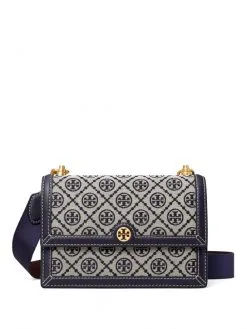 TORY BURCH ΣΤΑΥΡΩΤΗ ΤΣΑΝΤΑ ΜΕ ΜΟΝΟΓΡΑΜΜΑ Μπλε