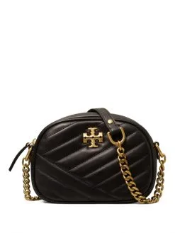 TORY BURCH ΔΕΡΜΑΤΙΝΗ ΣΤΑΥΡΩΤΗ ΤΣΑΝΤΑ KIRA Μαύρο