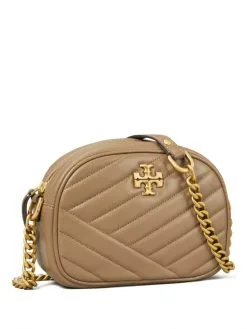 TORY BURCH ΔΕΡΜΑΤΙΝΗ ΣΤΑΥΡΩΤΗ ΤΣΑΝΤΑ KIRA Μπεζ