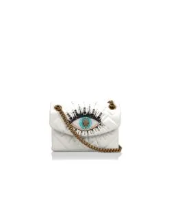 KURT GEIGER ΜΙΝΙ ΤΣΑΝΤΑ ΧΙΑΣΤΙ KENSINGTON EYE Λευκό