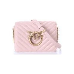 PINKO ΔΕΡΜΑΤΙΝΗ ΤΣΑΝΤΑ ΩΜΟΥ MINI LOVE Ροζ