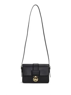 LONGCHAMP ΔΕΡΜΑΤΙΝΗ ΣΤΑΥΡΩΤΗ ΤΣΑΝΤΑ BOX-TROT M Μαύρο