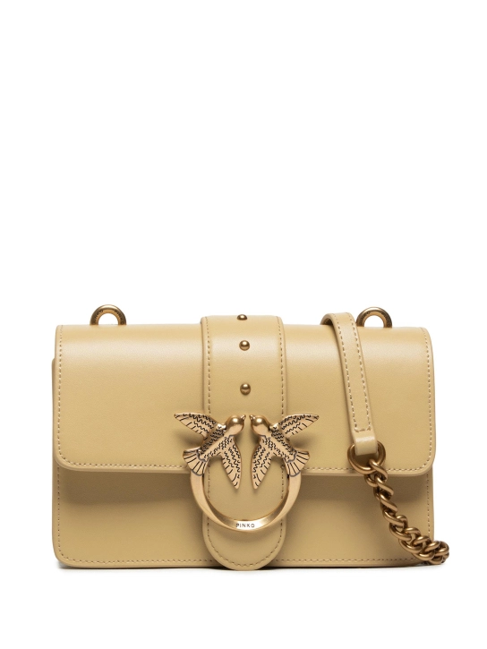 PINKO ΔΕΡΜΑΤΙΝΗ ΣΤΑΥΡΩΤΗ ΤΣΑΝΤΑ LOVE MINI ICON Μπεζ 1 PINKO ΔΕΡΜΑΤΙΝΗ ΣΤΑΥΡΩΤΗ ΤΣΑΝΤΑ LOVE MINI ICON Μπεζ