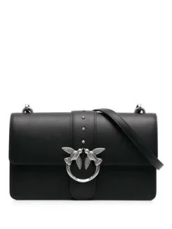 PINKO ΔΕΡΜΑΤΙΝΗ ΣΤΑΥΡΩΤΗ ΤΣΑΝΤΑ CLASSIC LOVE Μαύρο