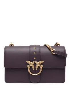 PINKO ΔΕΡΜΑΤΙΝΗ ΣΤΑΥΡΩΤΗ ΤΣΑΝΤΑ MINI LOVE Μωβ