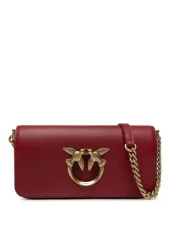 PINKO ΔΕΡΜΑΤΙΝΗ ΣΤΑΥΡΩΤΗ ΤΣΑΝΤΑ MINI LOVE Μπορντό