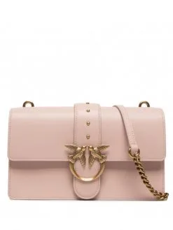 PINKO ΔΕΡΜΑΤΙΝΗ ΣΤΑΥΡΩΤΗ ΤΣΑΝΤΑ LOVE CLASSIC ICON Ροζ