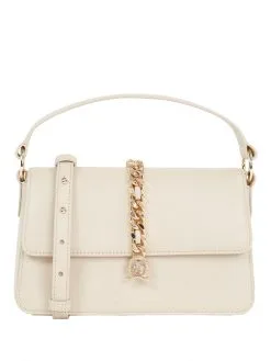 TOMMY HILFIGER ΓΥΝΑΙΚΕΙΑ ΔΕΡΜΑΤΙΝΗ ΤΣΑΝΤΑ ΜΕ ΑΛΥΣΙΔΑ Λευκό