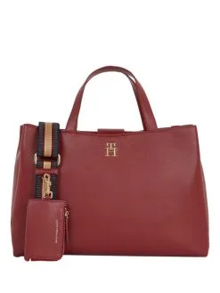 TOMMY HILFIGER ΓΥΝΑΙΚΕΙΑ ΤΣΑΝΤΑ ΜΕ ΑΝΑΓΛΥΦΗ ΥΦΗ Κόκκινο