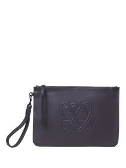 CALLISTA CRAFTS ΔΕΡΜΑΤΙΝΟ POUCH ΜΕ ΛΟΓΟΤΥΠΟ Μωβ