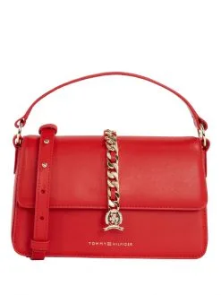 TOMMY HILFIGER ΓΥΝΑΙΚΕΙΑ ΔΕΡΜΑΤΙΝΗ ΤΣΑΝΤΑ ΜΕ ΑΛΥΣΙΔΑ Κόκκινο