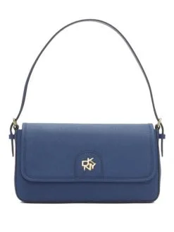 DKNY ΔΕΡΜΑΤΙΝΗ ΤΣΑΝΤΑ ΩΜΟΥ CAROL Μπλέ Ραφ