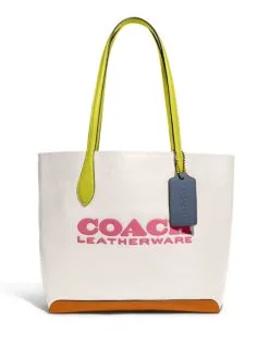 COACH ΔΕΡΜΑΤΙΝΗ ΤΣΑΝΤΑ ΩΜΟΥ ΜΕ ΛΟΓΟΤΥΠΟ Εκρού