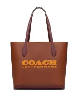 COACH ΔΕΡΜΑΤΙΝΗ ΤΣΑΝΤΑ ΩΜΟΥ ΜΕ ΛΟΓΟΤΥΠΟ Καφέ