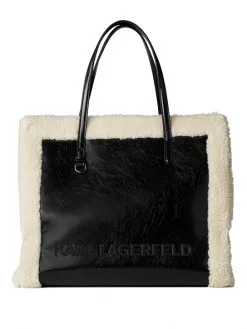 KARL LAGERFELD ΤΣΑΝΤΑ ΩΜΟΥ ΜΕ FAUX FUR Μαύρο