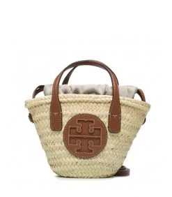 TORY BURCH ΨΑΘΙΝΗ ΤΣΑΝΤΑ ELLA MINI Μπεζ