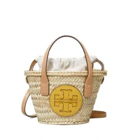 TORY BURCH ΨΑΘΙΝΗ ΤΣΑΝΤΑ ELLA MINI Μπεζ