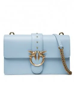 PINKO ΔΕΡΜΑΤΙΝΗ ΣΤΑΥΡΩΤΗ ΤΣΑΝΤΑ ΜΕ ΑΛΥΣΙΔΑ LOVE CLASSIC ICON SIMPLY