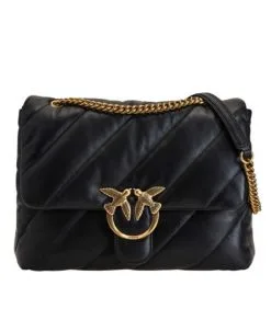 PINKO ΔΕΡΜΑΤΙΝΗ ΚΑΠΙΤΟΝΕ ΣΤΑΥΡΩΤΗ ΤΣΑΝΤΑ LOVE BIG PUFF MAXY