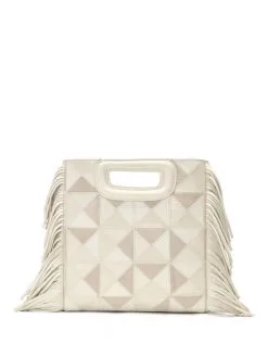 MAJE ΔΕΡΜΑΤΙΝΗ ΤΣΑΝΤΑ ΧΕΙΡΟΣ ΜΕ ΚΡΟΣΣΙΑ Εκρού