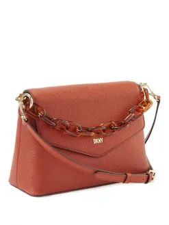 DKNY ΔΕΡΜΑΤΙΝΗ ΤΣΑΝΤΑ ΧΕΙΡΟΣ FRANKIE Πορτοκαλί