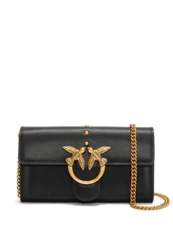 PINKO ΔΕΡΜΑΤΙΝΗ ΣΤΑΥΡΩΤΗ ΤΣΑΝΤΑ LOVE SIMPLY Μαύρο