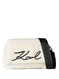 KARL LAGERFELD ΣΤΑΥΡΩΤΗ ΤΣΑΝΤΑ ΜΕ ΛΟΓΟΤΥΠΟ Λευκό