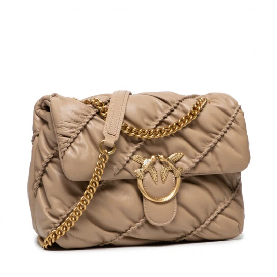 PINKO ΔΕΡΜΑΤΙΝΗ ΤΣΑΝΤΑ LOVE CLASSIC PUFF RUFFLE Μπεζ 2 PINKO ΔΕΡΜΑΤΙΝΗ ΤΣΑΝΤΑ LOVE CLASSIC PUFF RUFFLE Μπεζ - Image 2