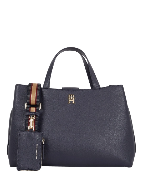 TOMMY HILFIGER ΓΥΝΑΙΚΕΙΑ ΤΣΑΝΤΑ ΜΕ ΑΝΑΓΛΥΦΗ ΥΦΗ Μπλε Σκούρο 2 TOMMY HILFIGER ΓΥΝΑΙΚΕΙΑ ΤΣΑΝΤΑ ΜΕ ΑΝΑΓΛΥΦΗ ΥΦΗ Μπλε Σκούρο - Image 2