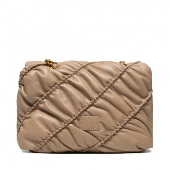 PINKO ΔΕΡΜΑΤΙΝΗ ΤΣΑΝΤΑ LOVE CLASSIC PUFF RUFFLE Μπεζ 3 PINKO ΔΕΡΜΑΤΙΝΗ ΤΣΑΝΤΑ LOVE CLASSIC PUFF RUFFLE Μπεζ - Image 3
